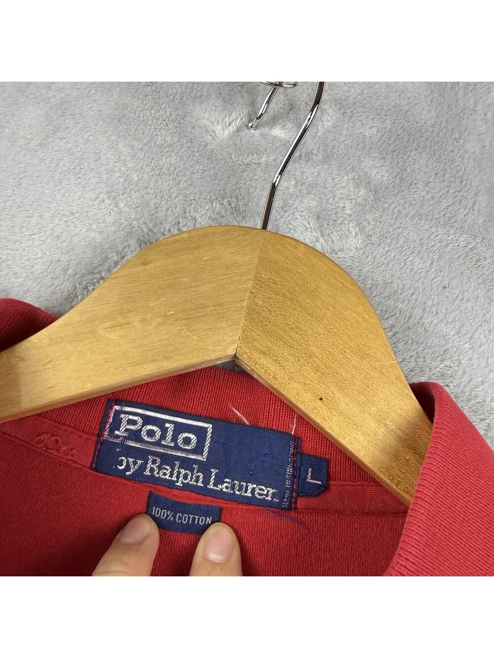 VTG Polo Ralph Lauren Men Polo Shirt Red Pony Size L Classic fit Business Casual